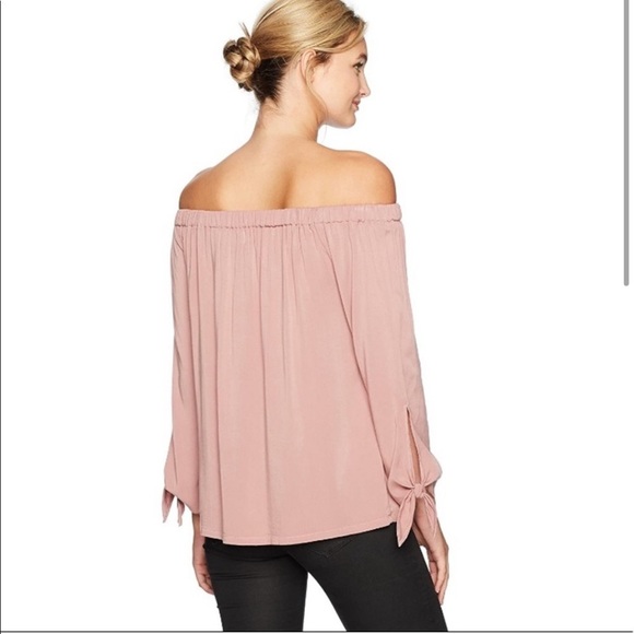Michael Stars Strapless Tie Sleeve Top in Dusty Rose Pink - Picture 4 of 6